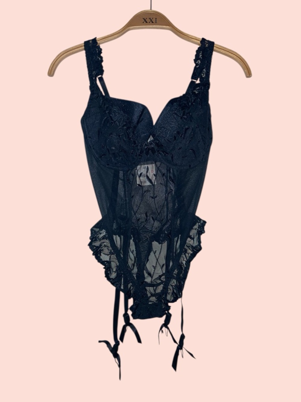 Vintage 1998 Black Lace Teddy Bodysuit